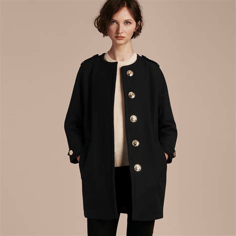 burberry technical wool cashmere collarless coat|Burberry cashmere coat women's.